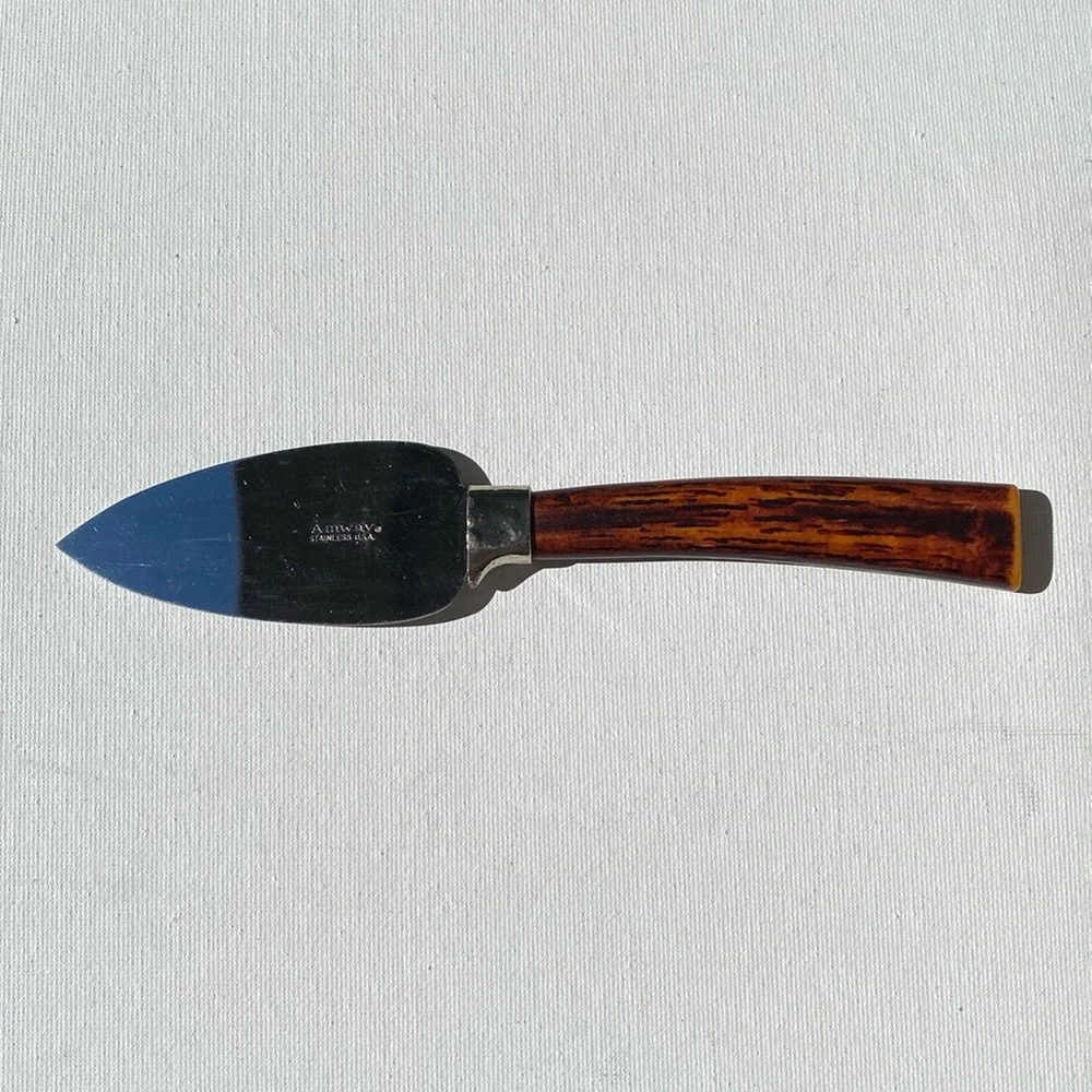 Vintage Amway Stainless Steel & Faux Bois Bakelite Cheese Knife or Spreader